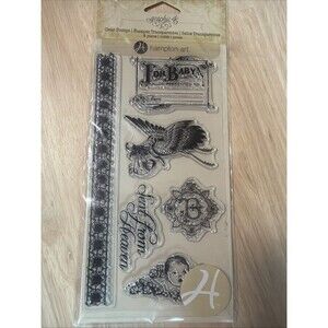 Graphic 45 Acrylic Cling Stamp Baby Stork Precious Memories newborn vintage